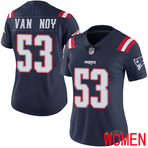 New England Patriots Football 53 Rush Vapor Limited Navy Blue Women Kyle Van Noy NFL Jersey
